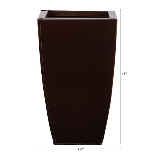 13" Bronze Tapered Square Metal Planter